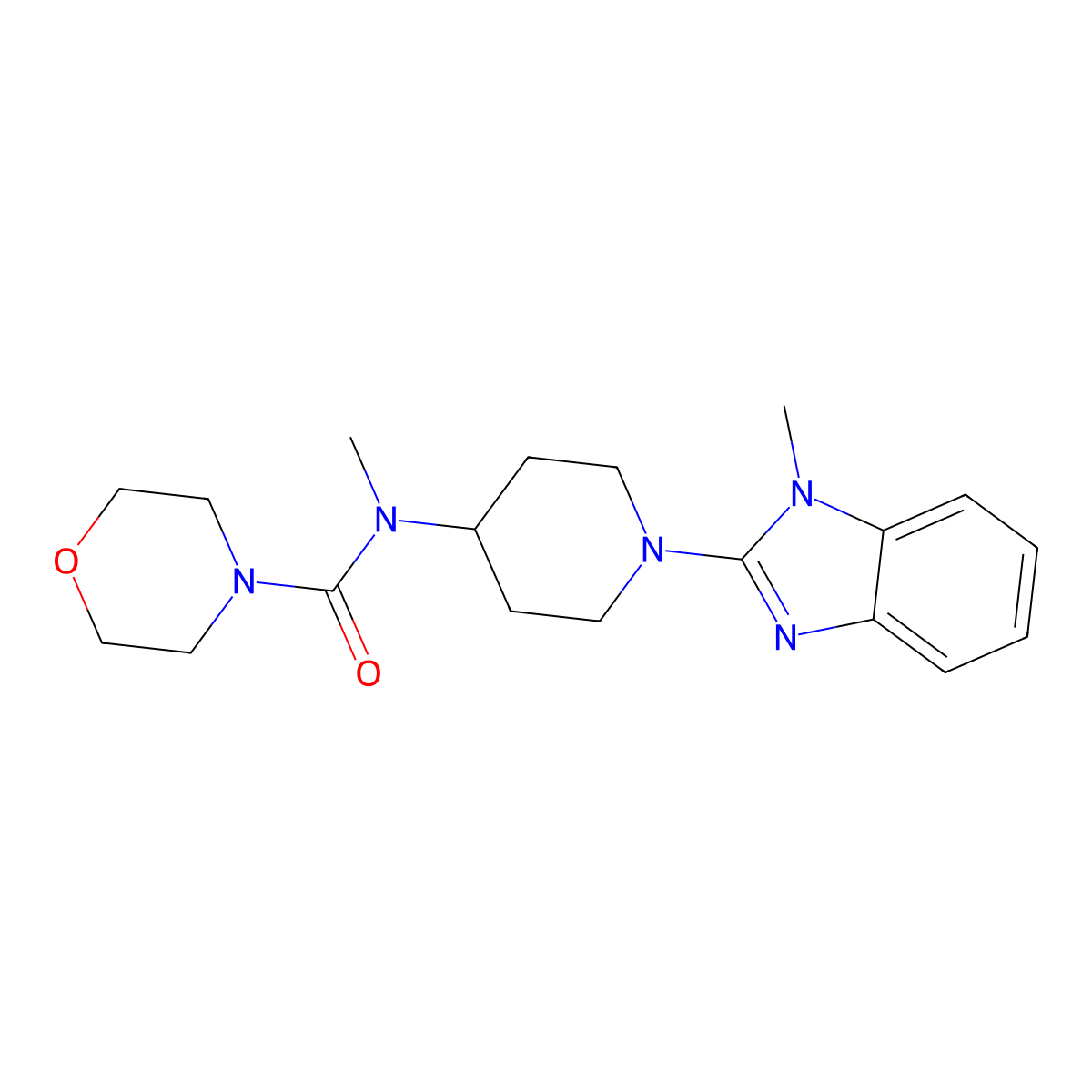 N-methyl-N-[1-(1-methyl-1H-1,3-benzodiazol-2-yl)piperidin-4-yl]morpholine-4-carboxamide molecular structure, CAS 3054566-90-1