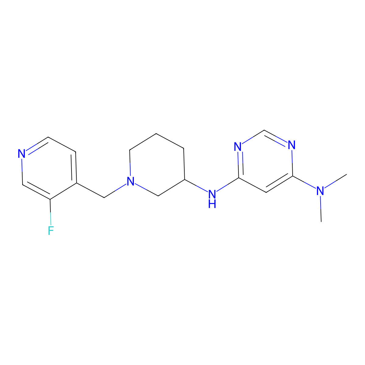N6-{1-[(3-fluoropyridin-4-yl)methyl]piperidin-3-yl}-N4,N4-dimethylpyrimidine-4,6-diamine molecular structure, CAS 3054566-91-2