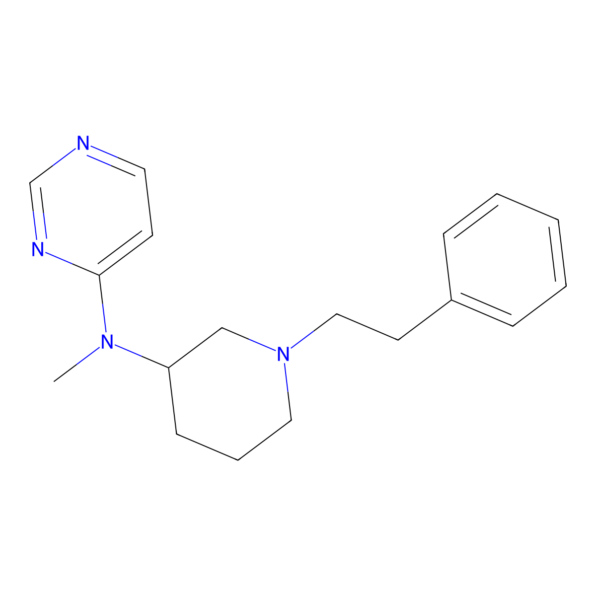 N-methyl-N-[1-(2-phenylethyl)piperidin-3-yl]pyrimidin-4-amine molecular structure, CAS 3054566-92-3