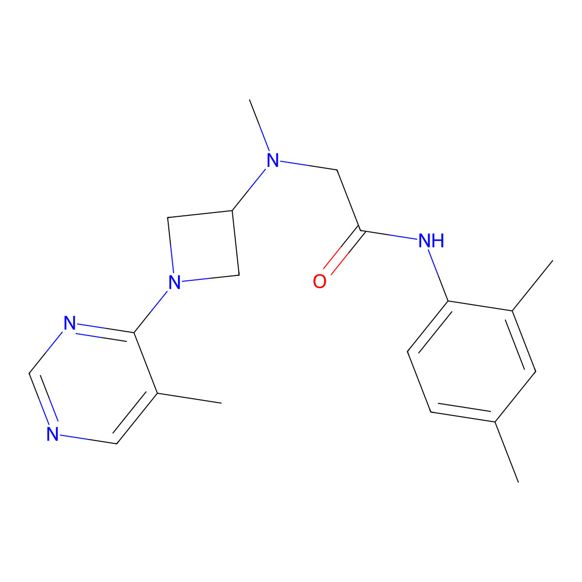 N-(2,4-dimethylphenyl)-2-{methyl[1-(5-methylpyrimidin-4-yl)azetidin-3-yl]amino}acetamide molecular structure, CAS 3054566-93-4