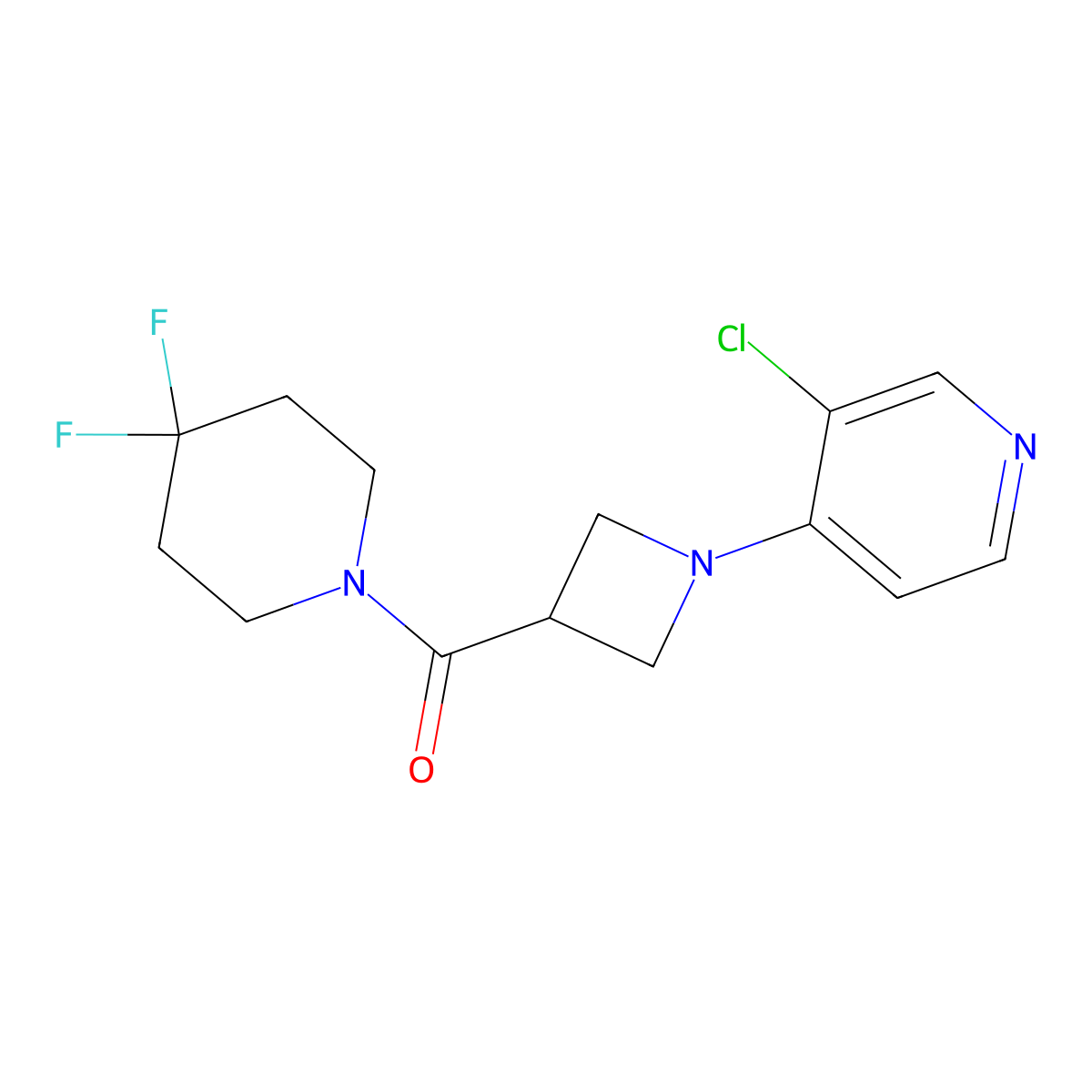3-Chloro-4-[3-(4,4-difluoropiperidine-1-carbonyl)azetidin-1-yl]pyridine molecular structure, CAS 3054567-08-4