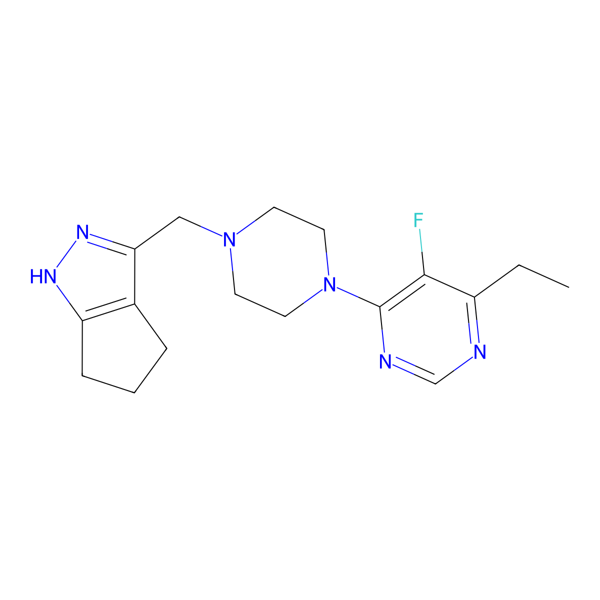 1-({1H,4H,5H,6H-cyclopenta[c]pyrazol-3-yl}methyl)-4-[(naphthalen-2-yl)methyl]piperazine molecular structure, CAS 3054567-09-5