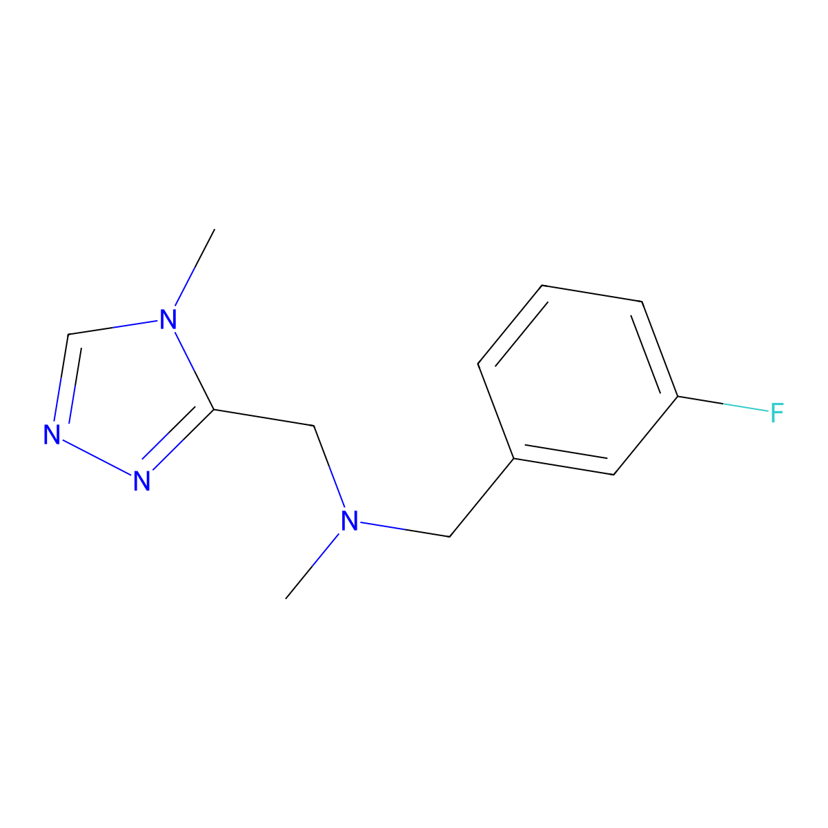 [(3-fluorophenyl)methyl](methyl)[(4-methyl-4H-1,2,4-triazol-3-yl)methyl]amine molecular structure, CAS 3054567-12-0