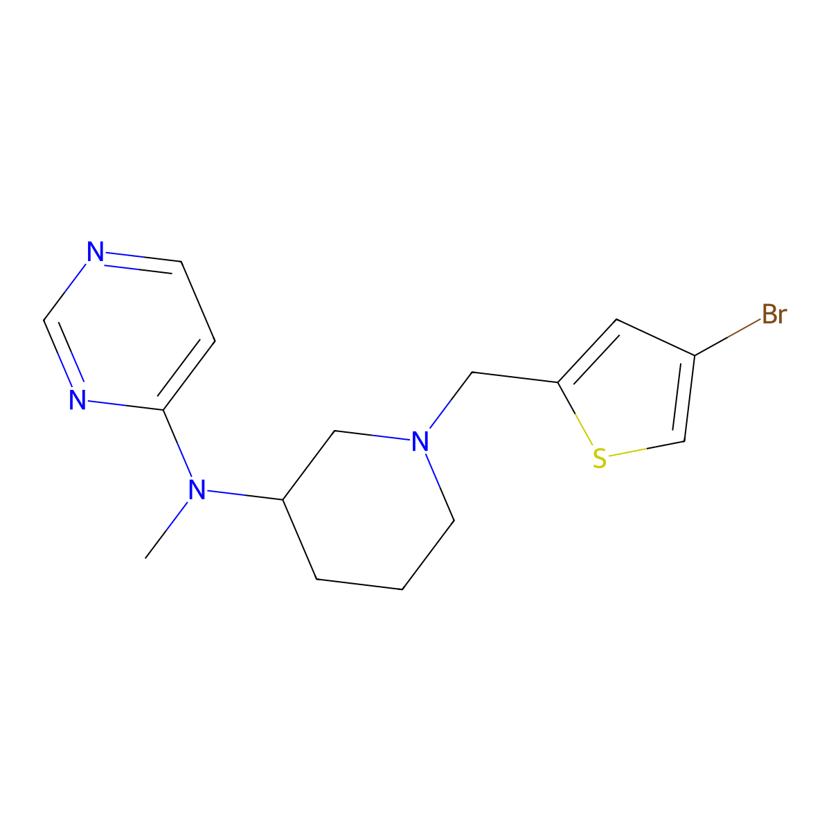N-{1-[(4-bromothiophen-2-yl)methyl]piperidin-3-yl}-N-methylpyrimidin-4-amine molecular structure, CAS 3054567-15-3