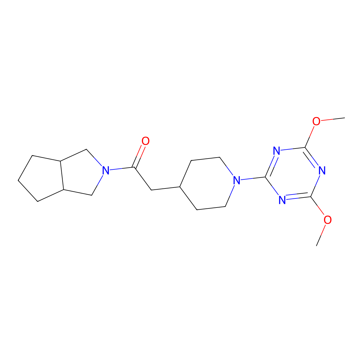 2-[1-(4,6-Dimethoxy-1,3,5-triazin-2-yl)piperidin-4-yl]-1-{octahydrocyclopenta[c]pyrrol-2-yl}ethan-1-one molecular structure, CAS 3054567-19-7