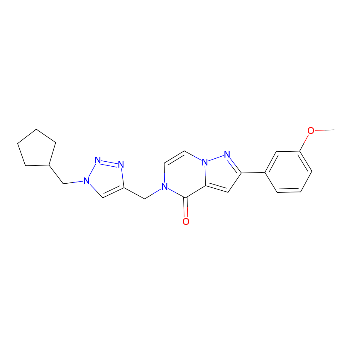 5-[[1-(Cyclopentylmethyl)triazol-4-yl]methyl]-2-(3-methoxyphenyl)pyrazolo[1,5-a]pyrazin-4-one molecular structure, CAS 3054567-20-0