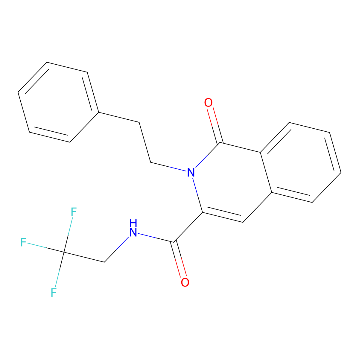 1-oxo-2-(2-phenylethyl)-N-(2,2,2-trifluoroethyl)-1,2-dihydroisoquinoline-3-carboxamide molecular structure, CAS 3054567-28-8