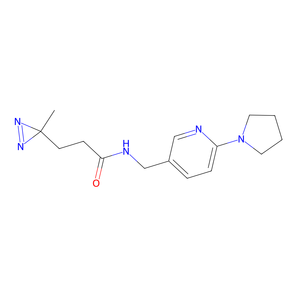 3-(3-methyl-3H-diazirin-3-yl)-N-{[6-(pyrrolidin-1-yl)pyridin-3-yl]methyl}propanamide molecular structure, CAS 3054567-30-2