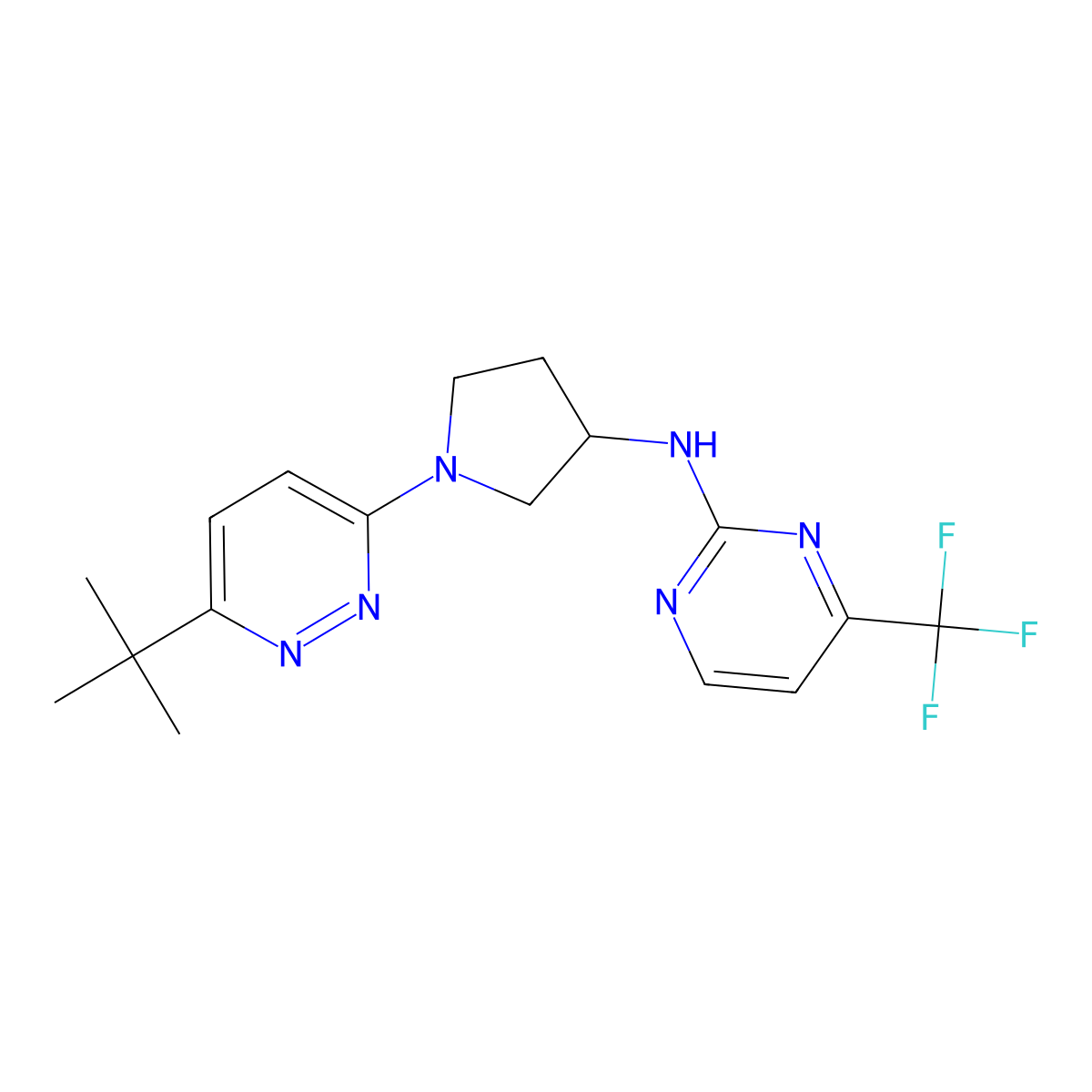 N-[1-(6-tert-butylpyridazin-3-yl)pyrrolidin-3-yl]-4-(trifluoromethyl)pyrimidin-2-amine molecular structure, CAS 3054567-35-7