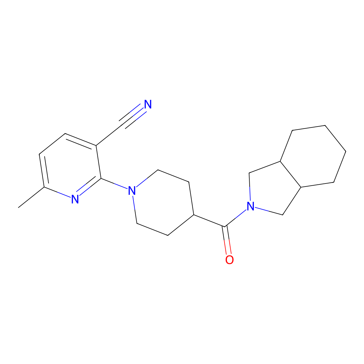 6-methyl-2-[4-(octahydro-1H-isoindole-2-carbonyl)piperidin-1-yl]pyridine-3-carbonitrile molecular structure, CAS 3054567-38-0