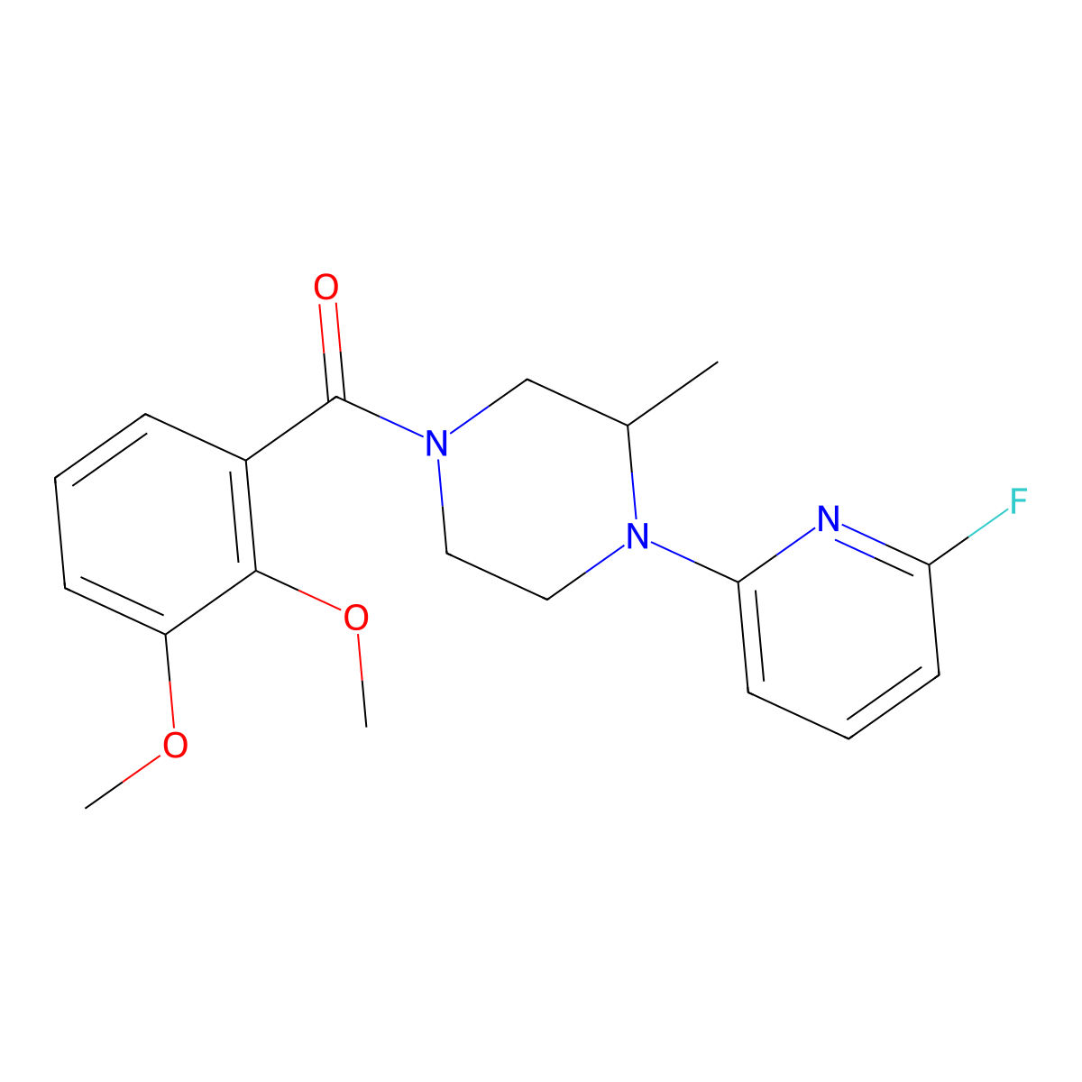 4-(2,3-Dimethoxybenzoyl)-1-(6-fluoropyridin-2-yl)-2-methylpiperazine molecular structure, CAS 3054567-41-5