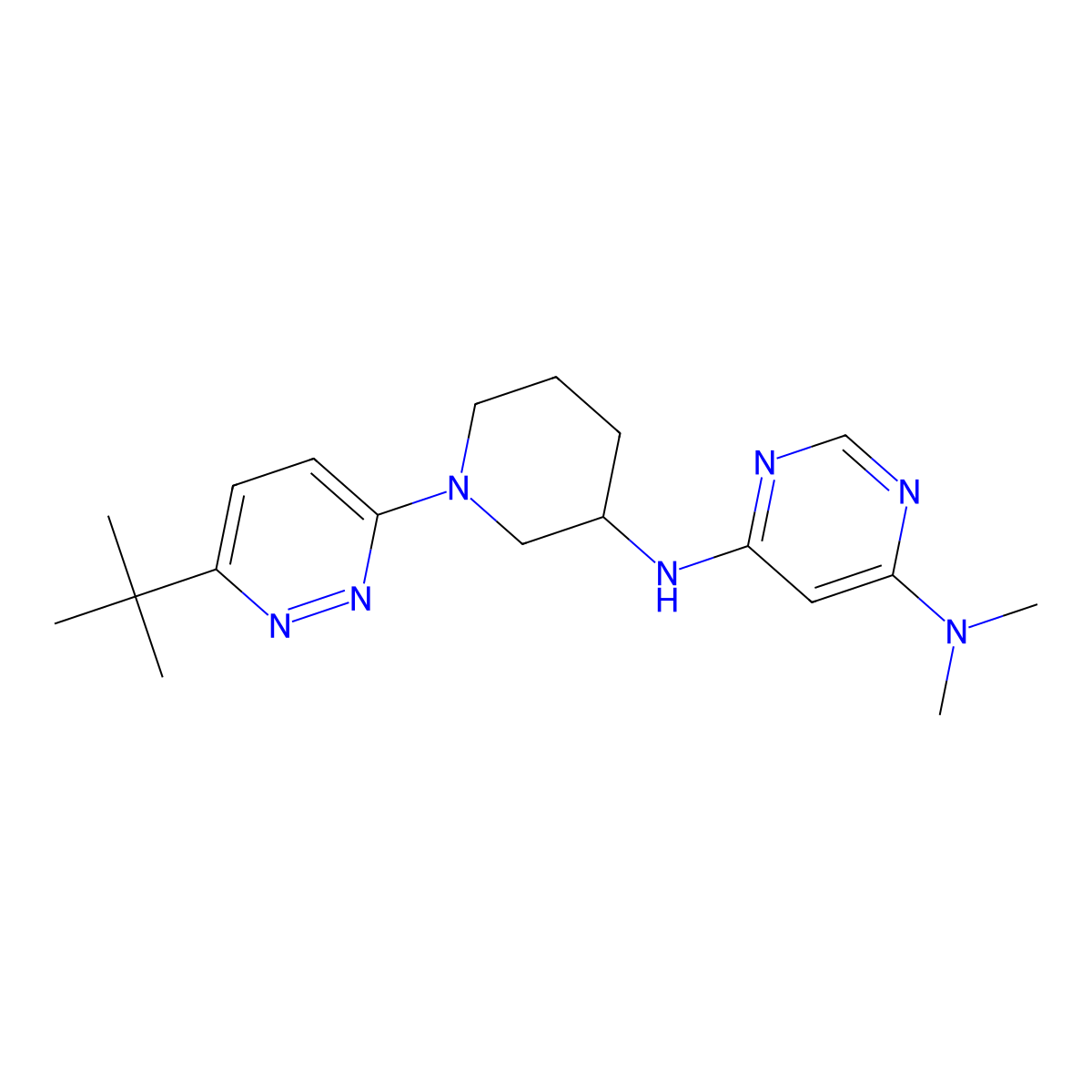 N6-[1-(6-tert-butylpyridazin-3-yl)piperidin-3-yl]-N4,N4-dimethylpyrimidine-4,6-diamine molecular structure, CAS 3054567-42-6