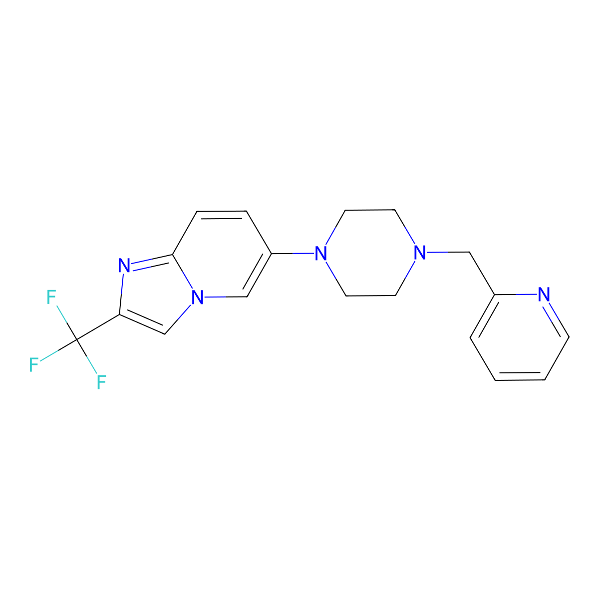 1-[(Pyridin-2-yl)methyl]-4-[2-(trifluoromethyl)imidazo[1,2-a]pyridin-6-yl]piperazine molecular structure, CAS 3054567-45-9