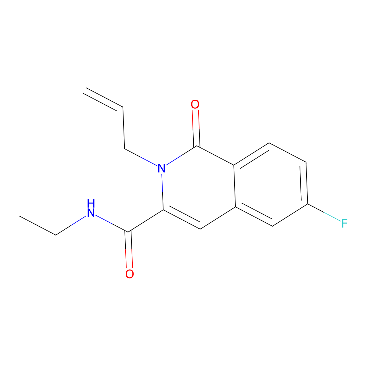 N-ethyl-6-fluoro-1-oxo-2-(prop-2-en-1-yl)-1,2-dihydroisoquinoline-3-carboxamide molecular structure, CAS 3054567-46-0