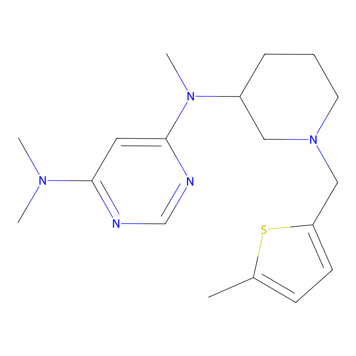 N4,N4,N6-trimethyl-N6-{1-[(5-methylthiophen-2-yl)methyl]piperidin-3-yl}pyrimidine-4,6-diamine molecular structure, CAS 3054567-48-2