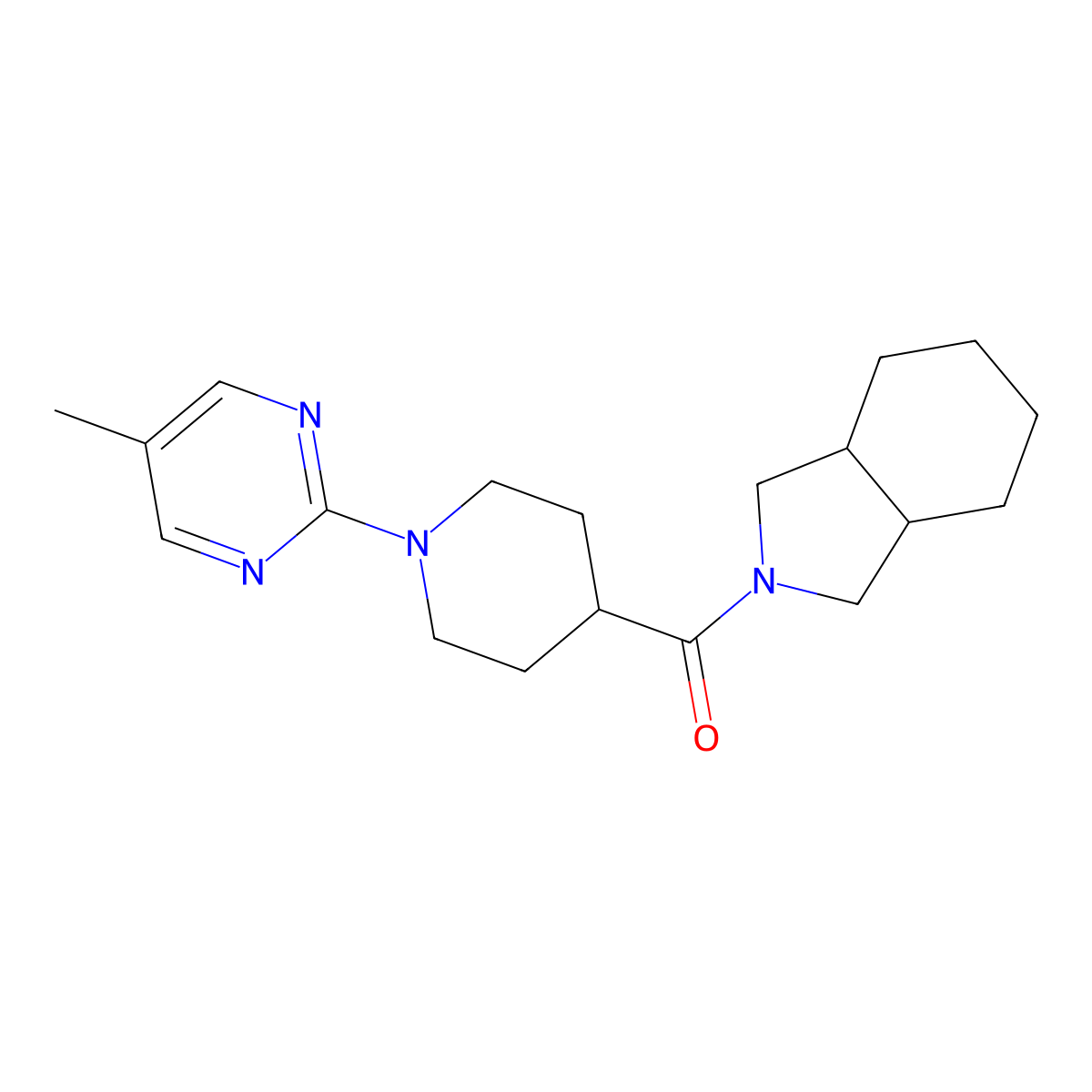 2-[1-(5-methylpyrimidin-2-yl)piperidine-4-carbonyl]-octahydro-1H-isoindole molecular structure, CAS 3054567-50-6
