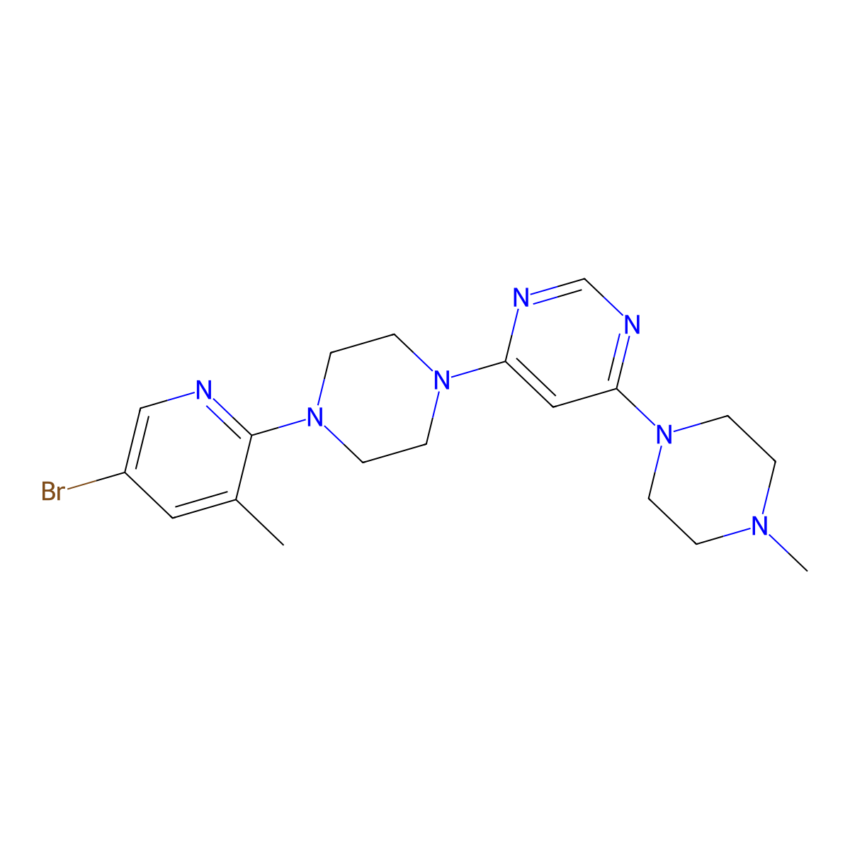 4-[4-(5-Bromo-3-methylpyridin-2-yl)piperazin-1-yl]-6-(4-methylpiperazin-1-yl)pyrimidine molecular structure, CAS 3054567-54-0
