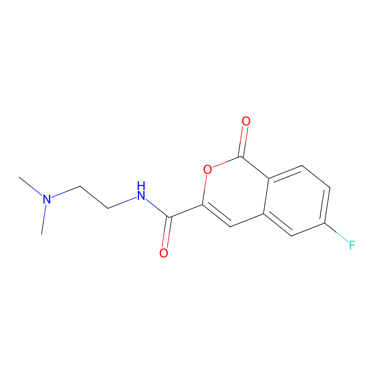 N-[2-(dimethylamino)ethyl]-6-fluoro-1-oxo-1H-isochromene-3-carboxamide molecular structure, CAS 3054567-56-2