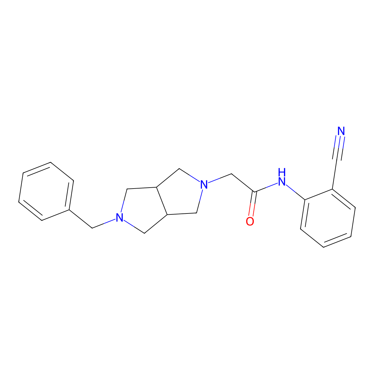 2-{5-benzyl-octahydropyrrolo[3,4-c]pyrrol-2-yl}-N-(2-cyanophenyl)acetamide molecular structure, CAS 3054567-57-3