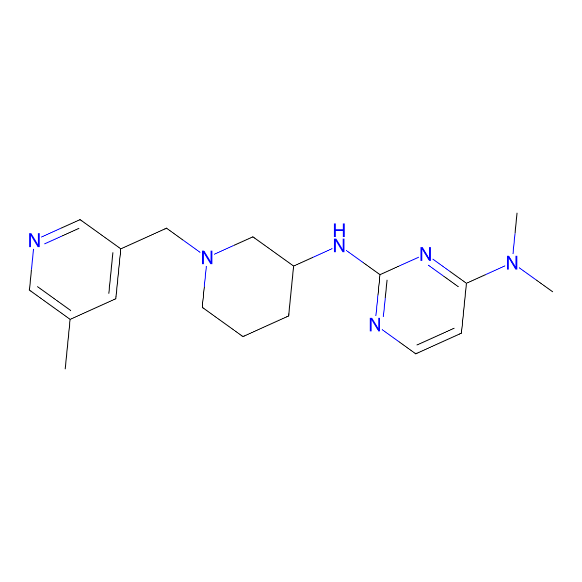 N4,N4-dimethyl-N2-{1-[(5-methylpyridin-3-yl)methyl]piperidin-3-yl}pyrimidine-2,4-diamine molecular structure, CAS 3054567-59-5