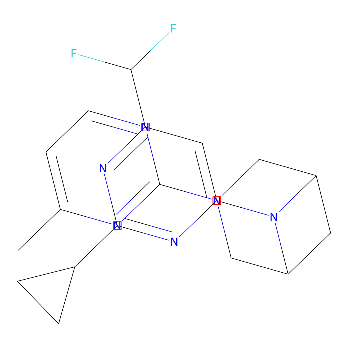 6-[2-Cyclopropyl-6-(difluoromethyl)pyrimidin-4-yl]-3-(4-methylpyrimidin-2-yl)-3,6-diazabicyclo[3.1.1]heptane molecular structure, CAS 3054567-67-5