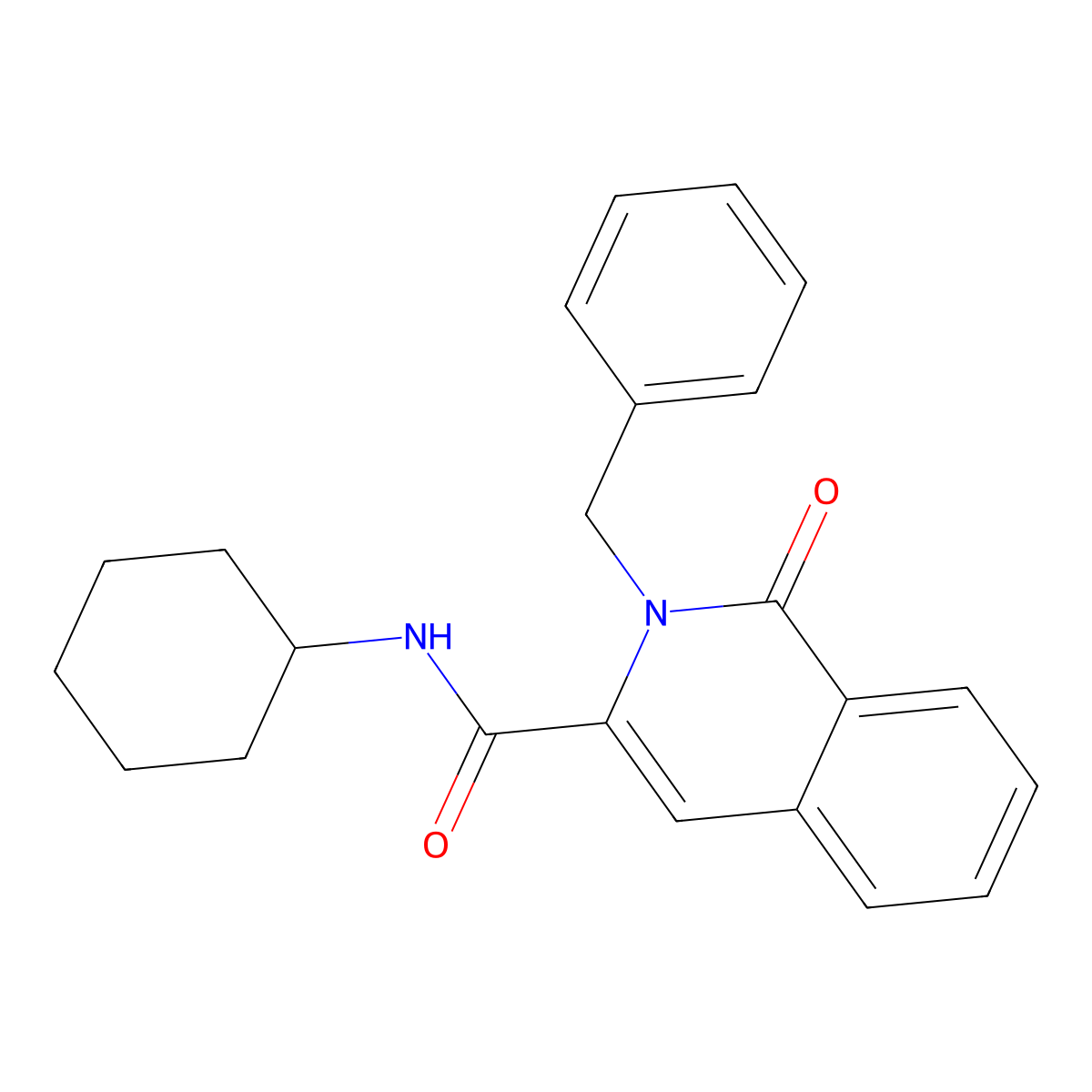 2-benzyl-N-cyclohexyl-1-oxo-1,2-dihydroisoquinoline-3-carboxamide molecular structure, CAS 3054567-68-6