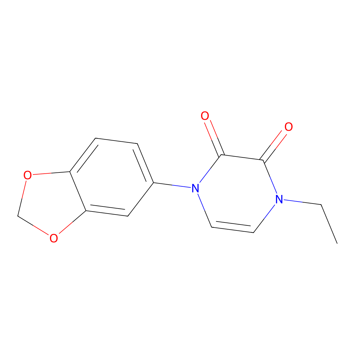 1-(2H-1,3-benzodioxol-5-yl)-4-ethyl-1,2,3,4-tetrahydropyrazine-2,3-dione molecular structure, CAS 3054567-70-0