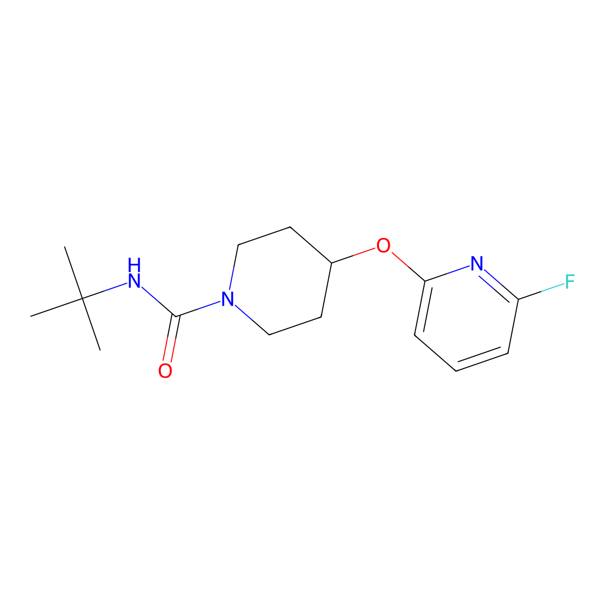 N-tert-butyl-4-[(6-fluoropyridin-2-yl)oxy]piperidine-1-carboxamide molecular structure, CAS 3054567-76-6