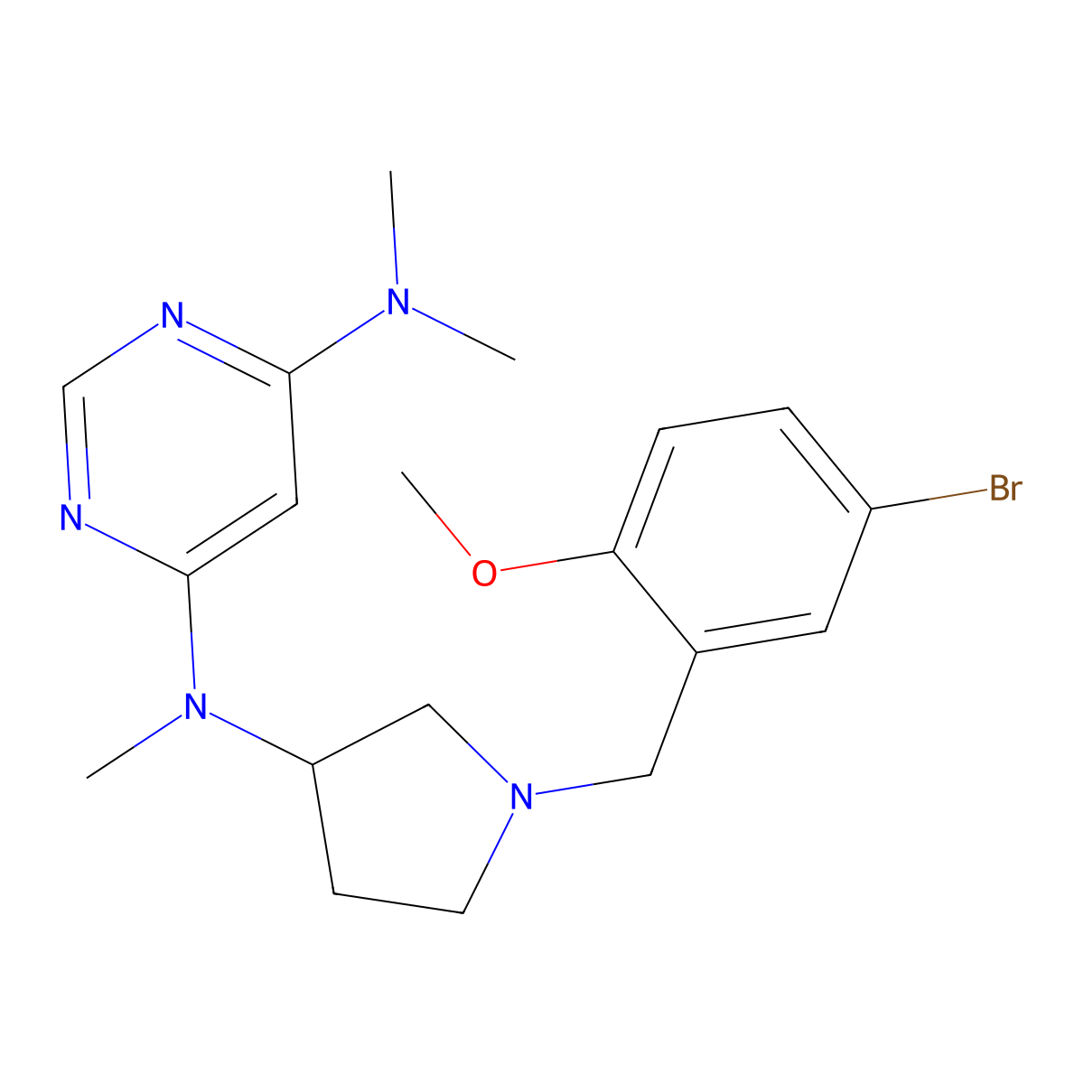 N4-{1-[(5-bromo-2-methoxyphenyl)methyl]pyrrolidin-3-yl}-N4,N6,N6-trimethylpyrimidine-4,6-diamine molecular structure, CAS 3054567-85-7