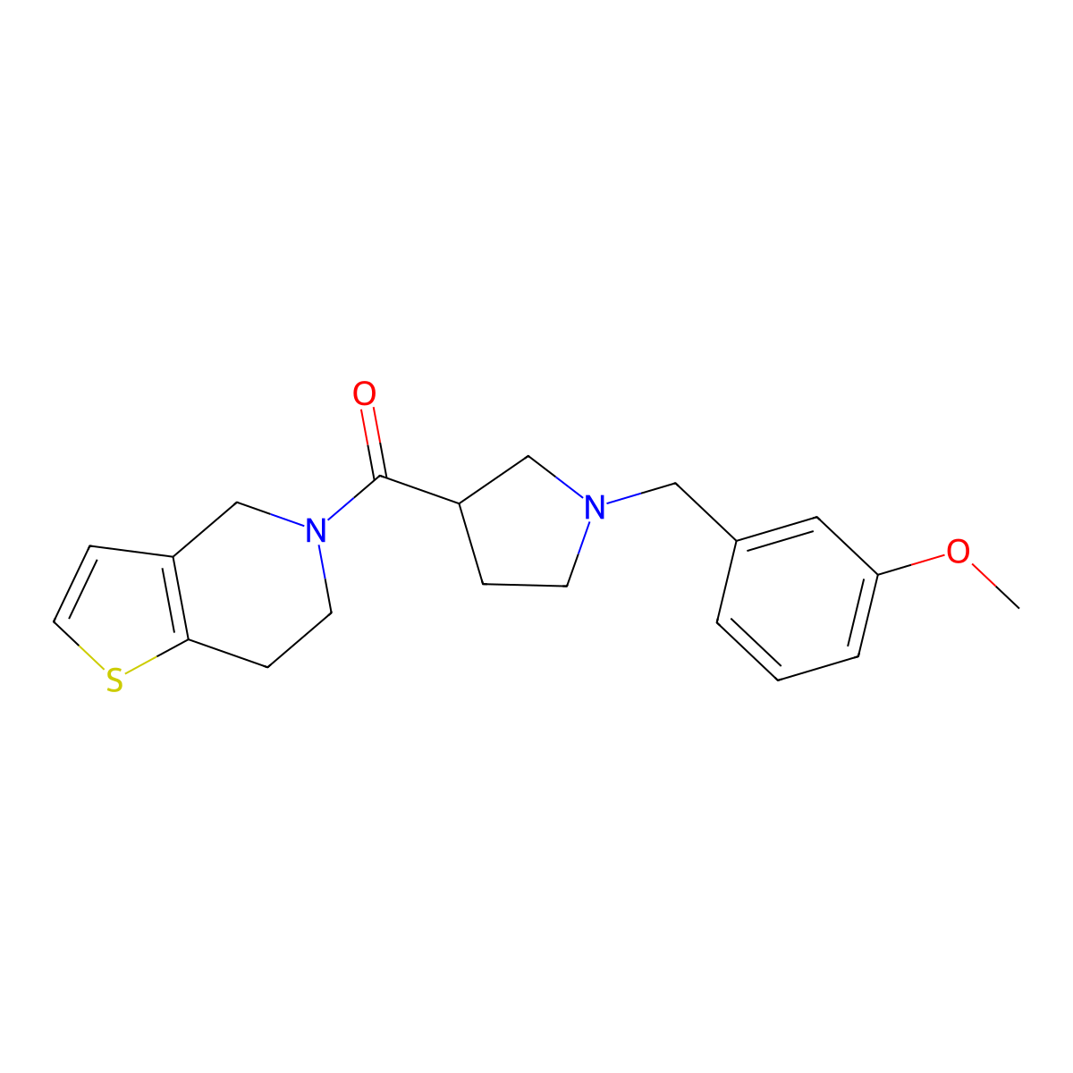 1-[(3-methoxyphenyl)methyl]-3-{4H,5H,6H,7H-thieno[3,2-c]pyridine-5-carbonyl}pyrrolidine molecular structure, CAS 3054567-86-8