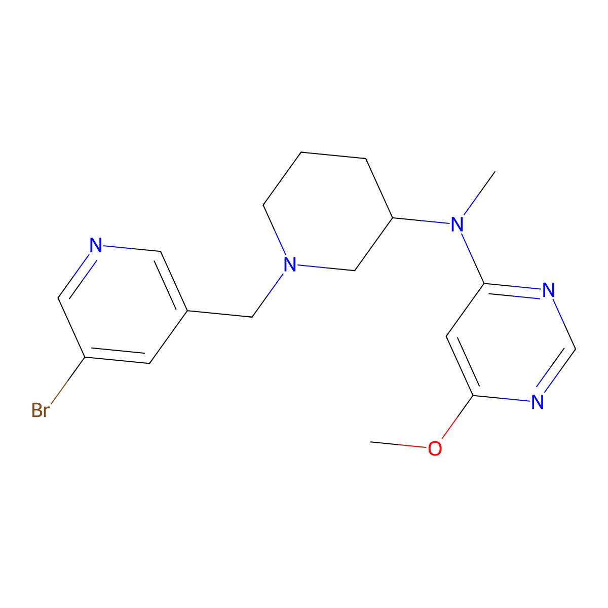 N-{1-[(5-bromopyridin-3-yl)methyl]piperidin-3-yl}-6-methoxy-N-methylpyrimidin-4-amine molecular structure, CAS 3054567-93-7