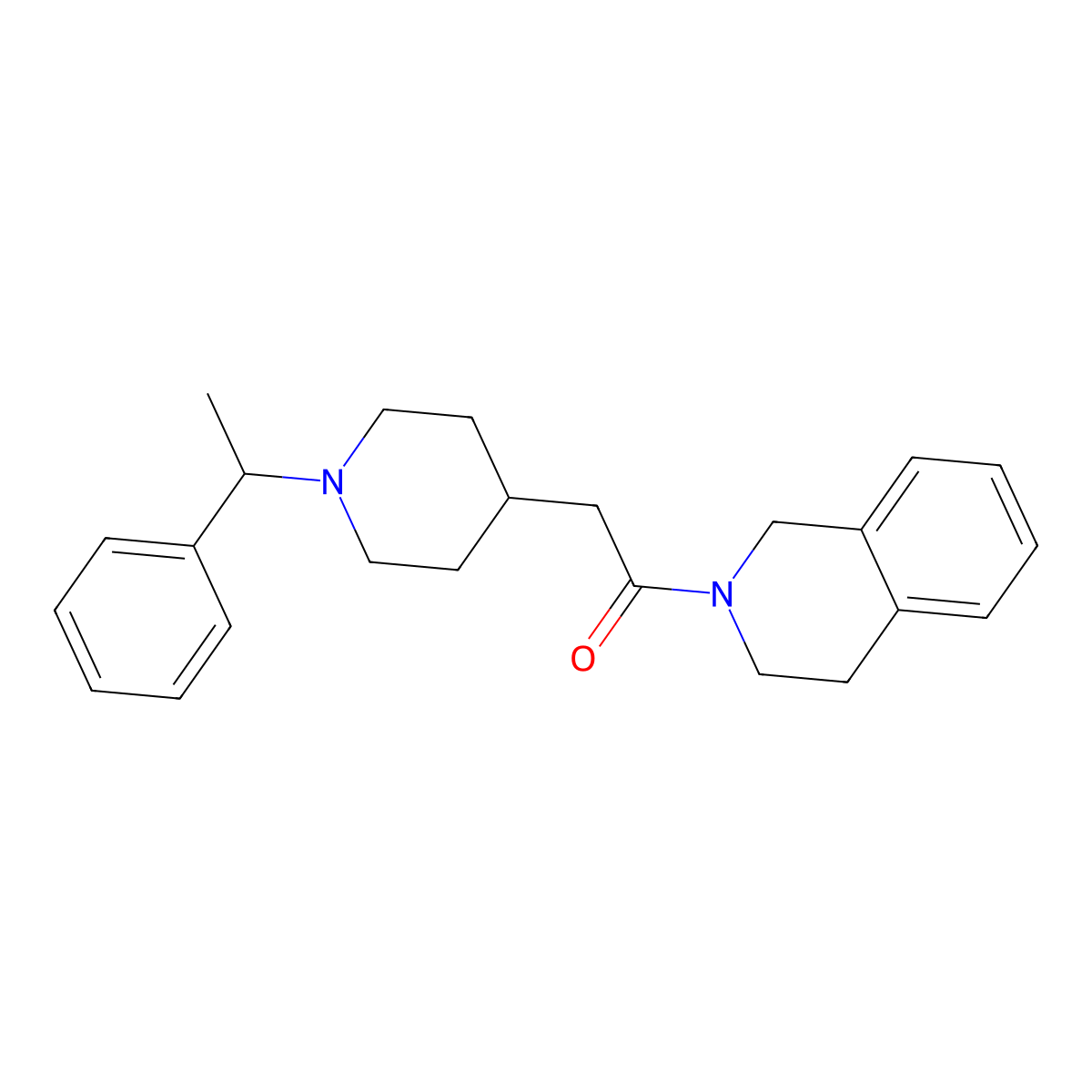 2-[1-(1-Phenylethyl)piperidin-4-yl]-1-(1,2,3,4-tetrahydroisoquinolin-2-yl)ethan-1-one molecular structure, CAS 3054567-94-8