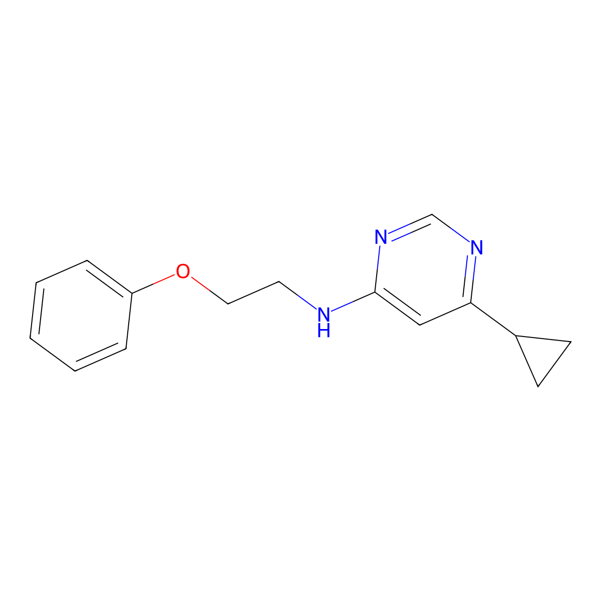 6-cyclopropyl-N-(2-phenoxyethyl)pyrimidin-4-amine molecular structure, CAS 3054567-97-1