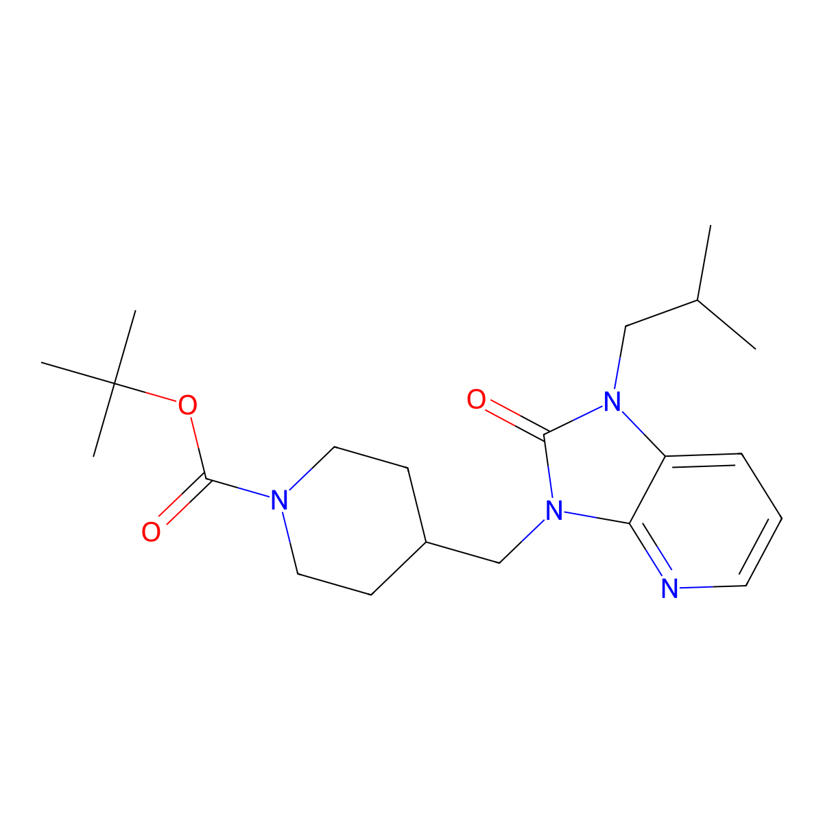 tert-butyl 4-{[1-(2-methylpropyl)-2-oxo-1H,2H,3H-imidazo[4,5-b]pyridin-3-yl]methyl}piperidine-1-carboxylate molecular structure, CAS 3054567-98-2