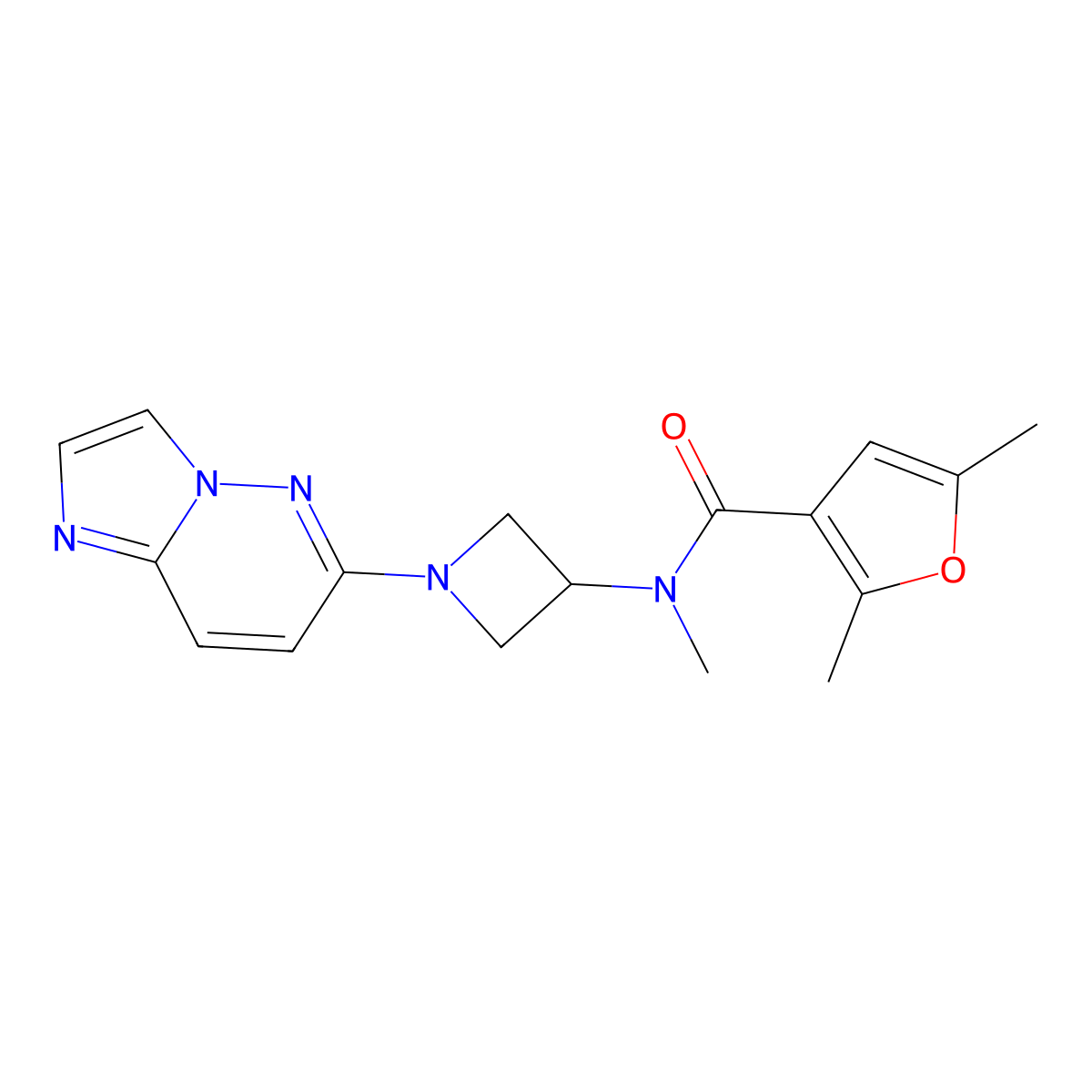 N-(1-{imidazo[1,2-b]pyridazin-6-yl}azetidin-3-yl)-N,2,5-trimethylfuran-3-carboxamide molecular structure, CAS 3054568-01-0