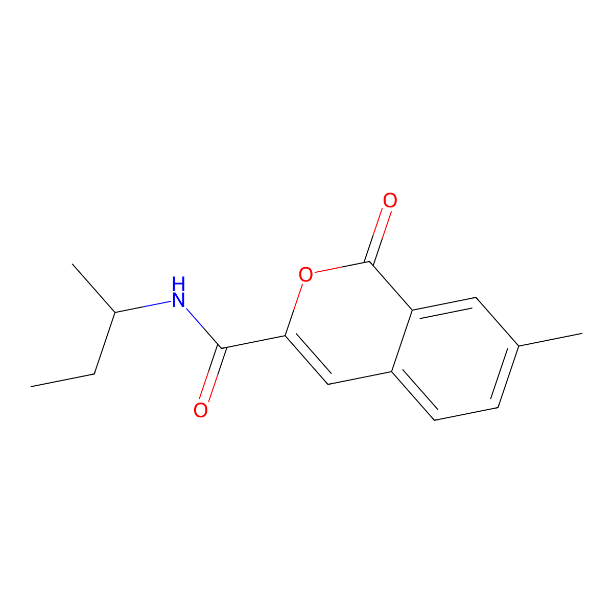 N-(butan-2-yl)-7-methyl-1-oxo-1H-isochromene-3-carboxamide molecular structure, CAS 3054568-04-3
