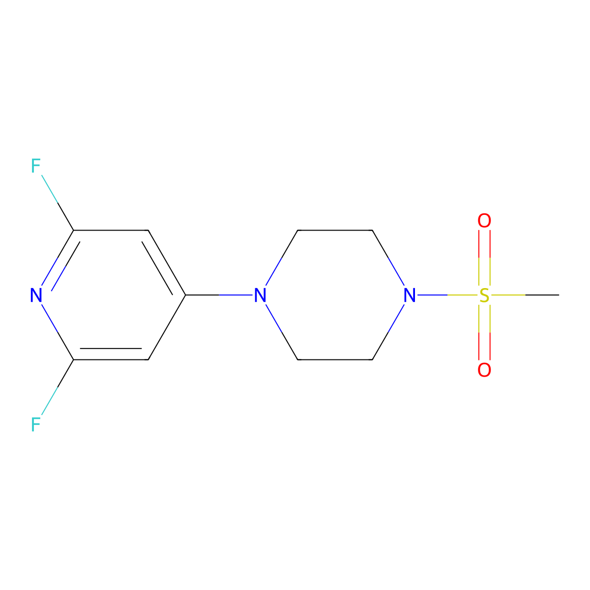 1-(2,6-Difluoropyridin-4-yl)-4-methanesulfonylpiperazine molecular structure, CAS 3054568-05-4