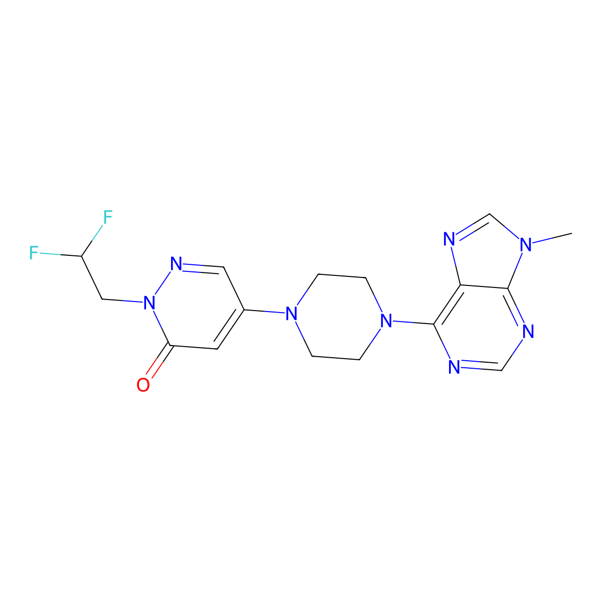 2-(2,2-difluoroethyl)-5-[4-(9-methyl-9H-purin-6-yl)piperazin-1-yl]-2,3-dihydropyridazin-3-one molecular structure, CAS 3054568-06-5