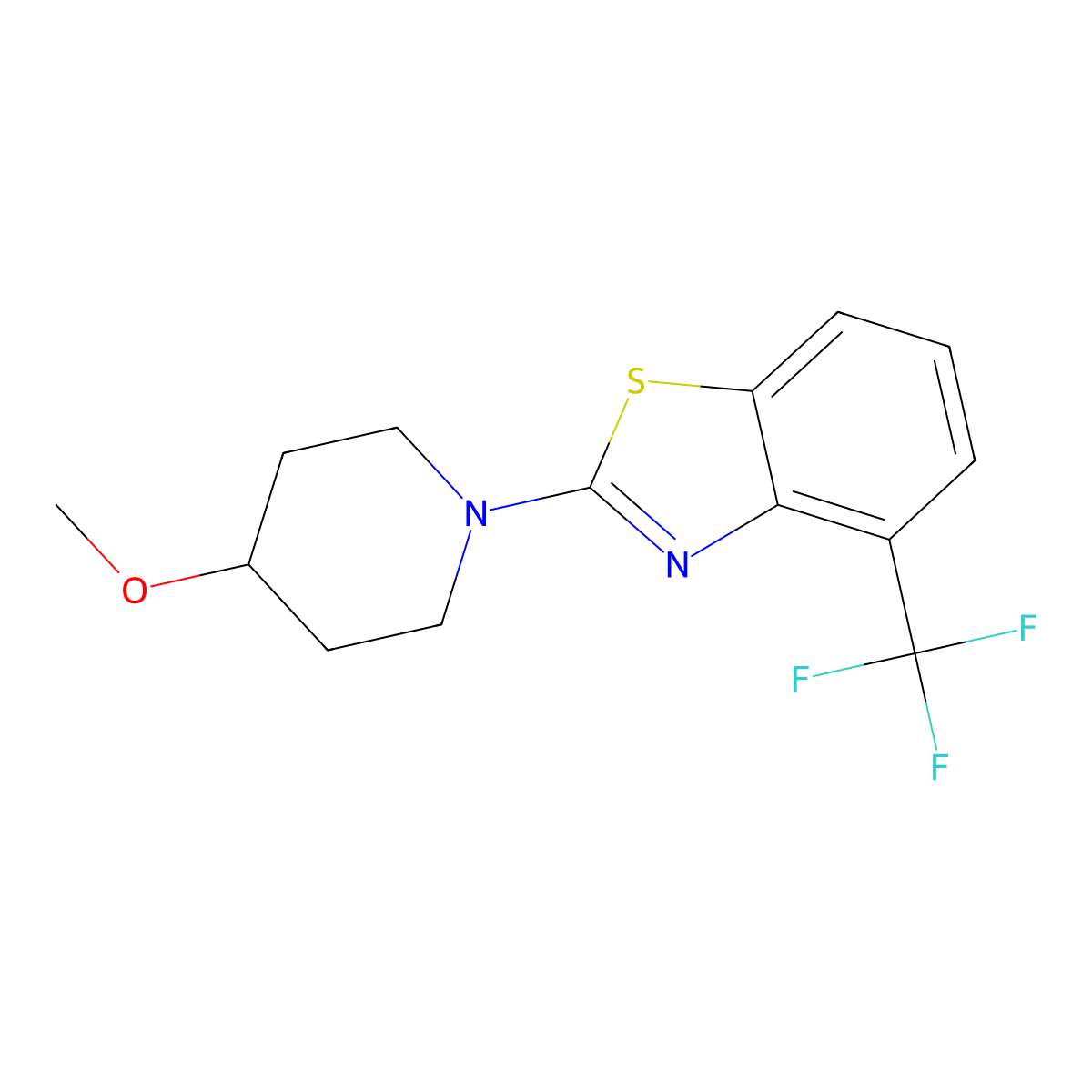 2-(4-Methoxypiperidin-1-yl)-4-(trifluoromethyl)-1,3-benzothiazole molecular structure, CAS 3054568-10-1