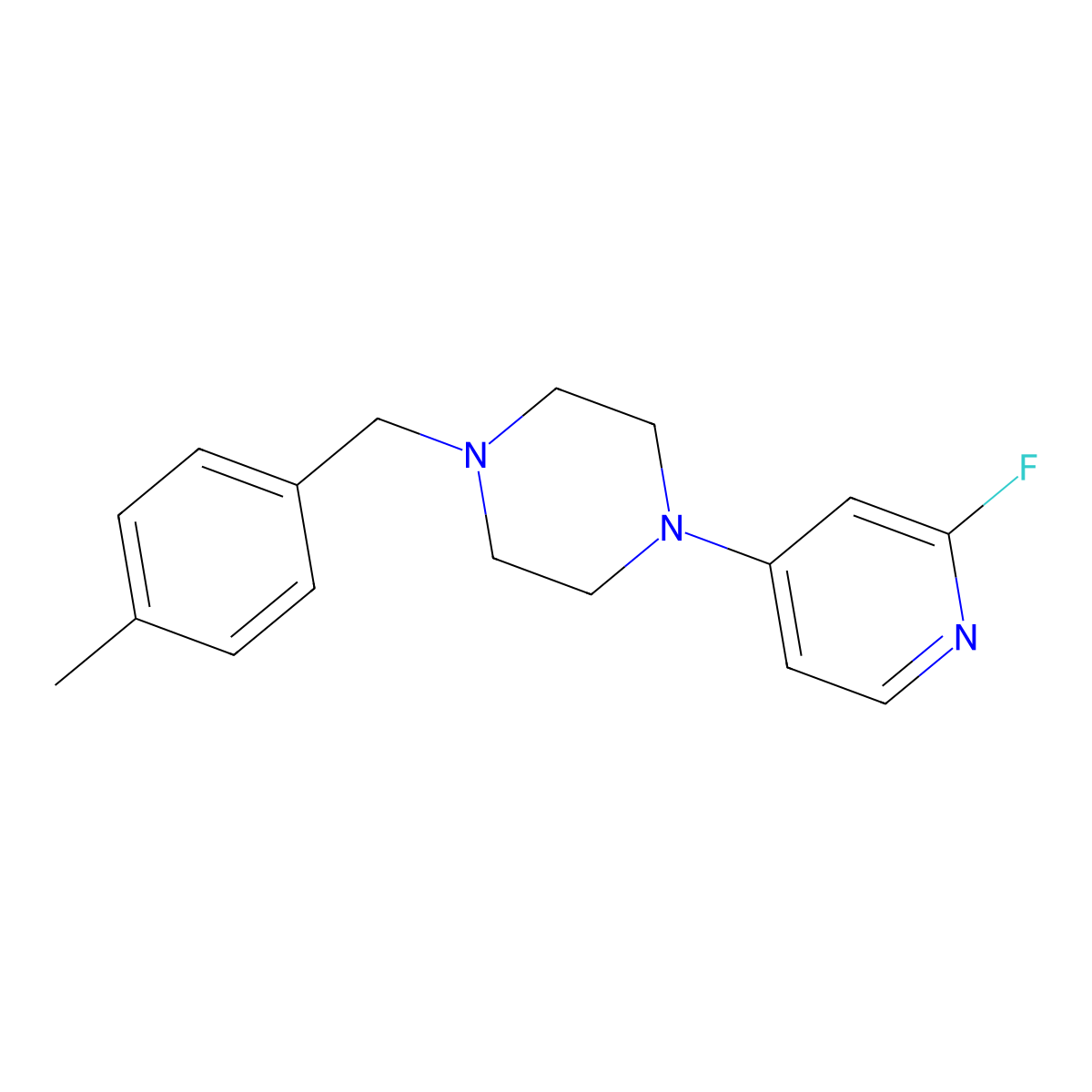 1-(2-Fluoropyridin-4-yl)-4-[(4-methylphenyl)methyl]piperazine molecular structure, CAS 3054568-17-8