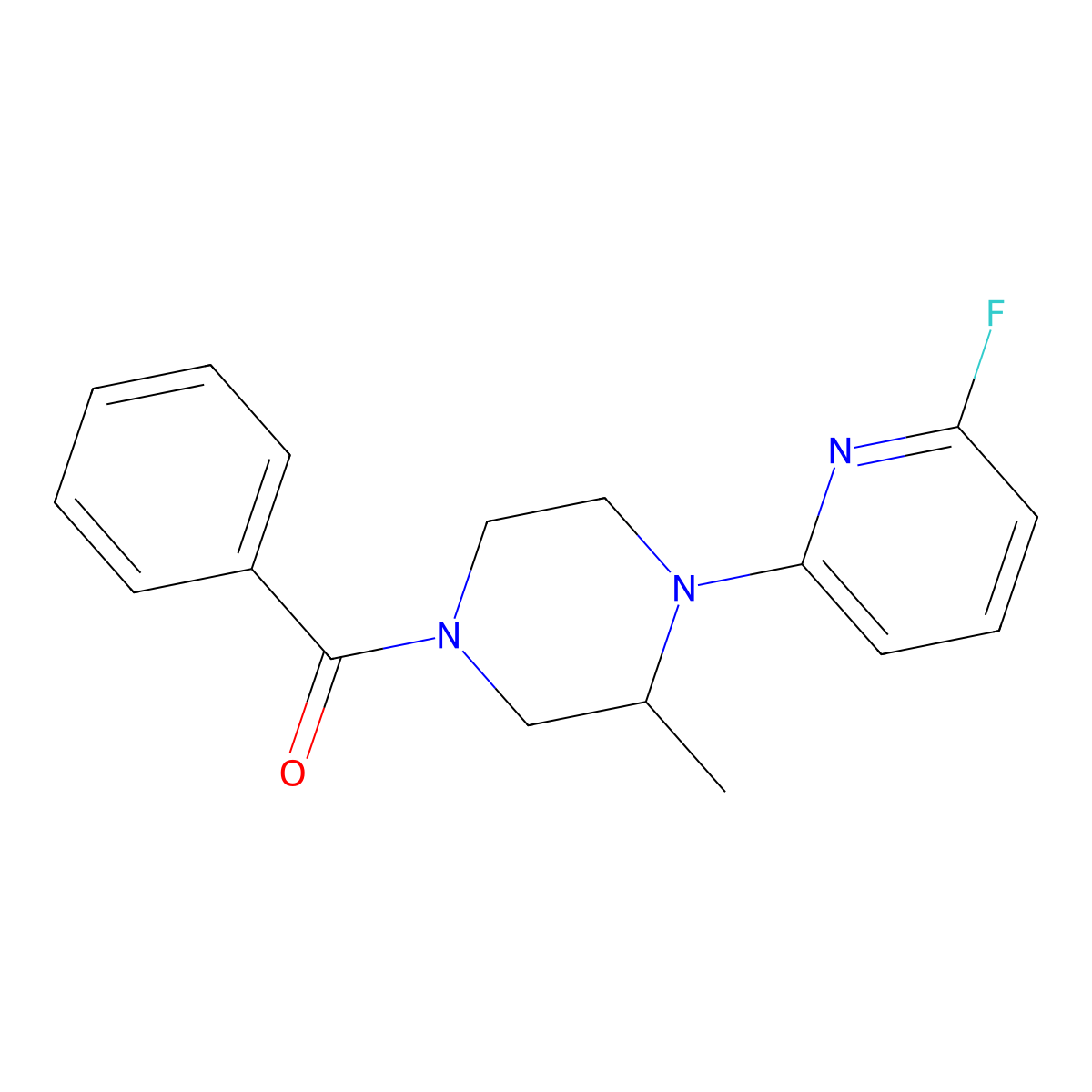 4-Benzoyl-1-(6-fluoropyridin-2-yl)-2-methylpiperazine molecular structure, CAS 3054568-19-0