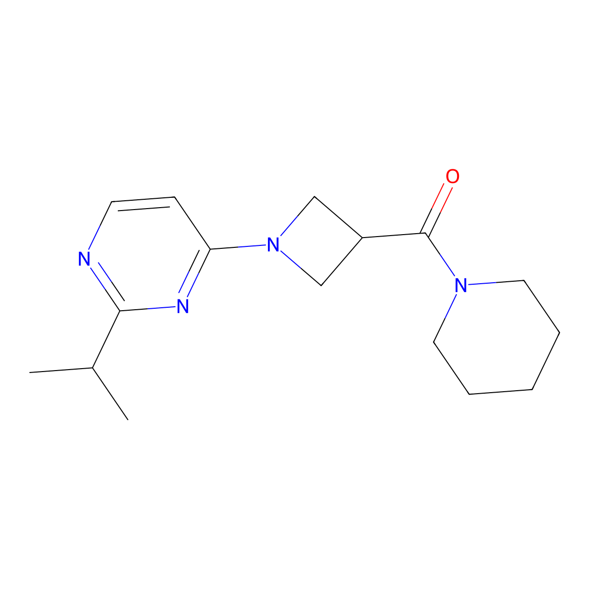 4-[3-(Piperidine-1-carbonyl)azetidin-1-yl]-2-(propan-2-yl)pyrimidine molecular structure, CAS 3054568-24-7