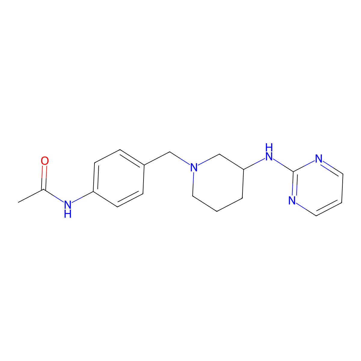 N-[4-({3-[(pyrimidin-2-yl)amino]piperidin-1-yl}methyl)phenyl]acetamide molecular structure, CAS 3054568-39-4