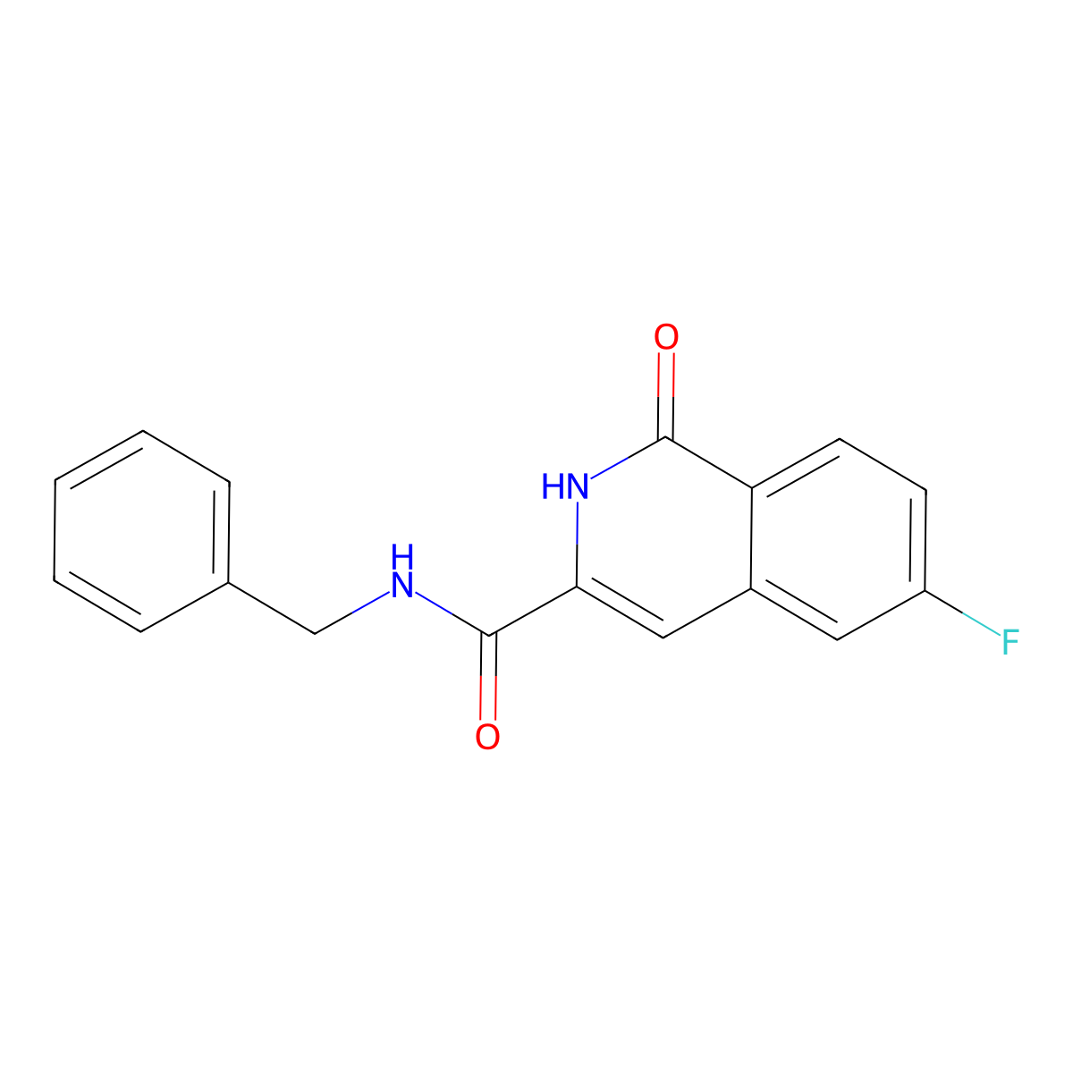 N-benzyl-6-fluoro-1-oxo-1,2-dihydroisoquinoline-3-carboxamide molecular structure, CAS 3054568-41-8