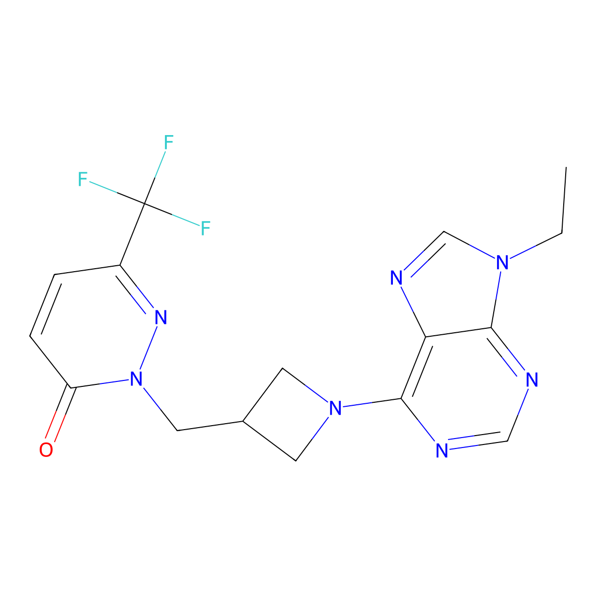 2-{[1-(9-ethyl-9H-purin-6-yl)azetidin-3-yl]methyl}-6-(trifluoromethyl)-2,3-dihydropyridazin-3-one molecular structure, CAS 3054568-44-1