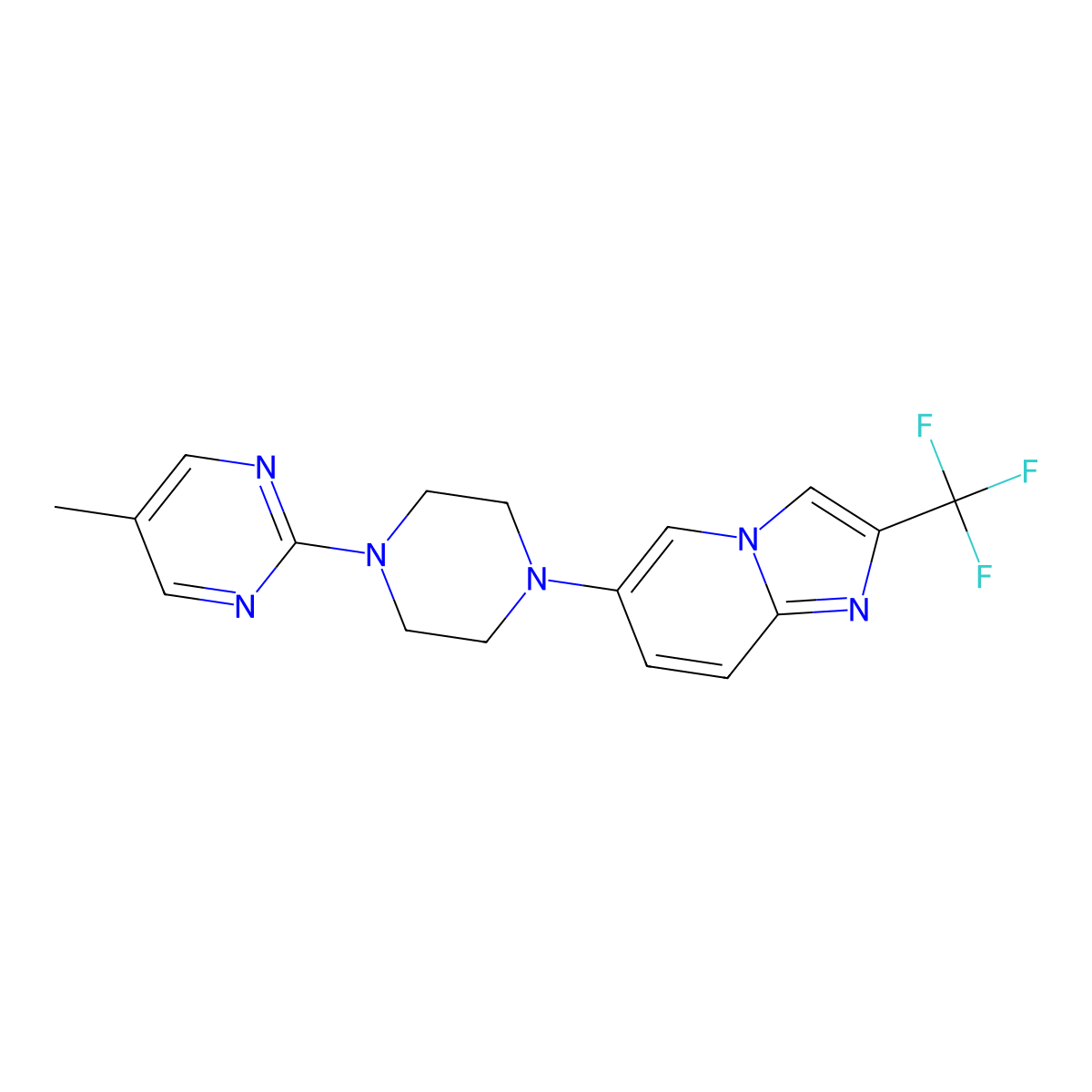 5-Methyl-2-{4-[2-(trifluoromethyl)imidazo[1,2-a]pyridin-6-yl]piperazin-1-yl}pyrimidine molecular structure, CAS 3054568-53-2
