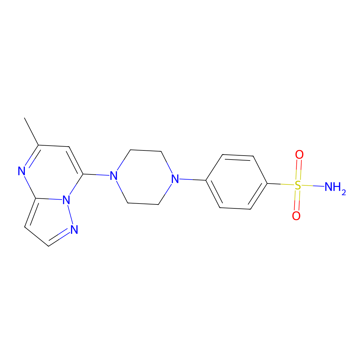 4-(4-{5-Methylpyrazolo[1,5-a]pyrimidin-7-yl}piperazin-1-yl)benzene-1-sulfonamide molecular structure, CAS 3054568-62-3