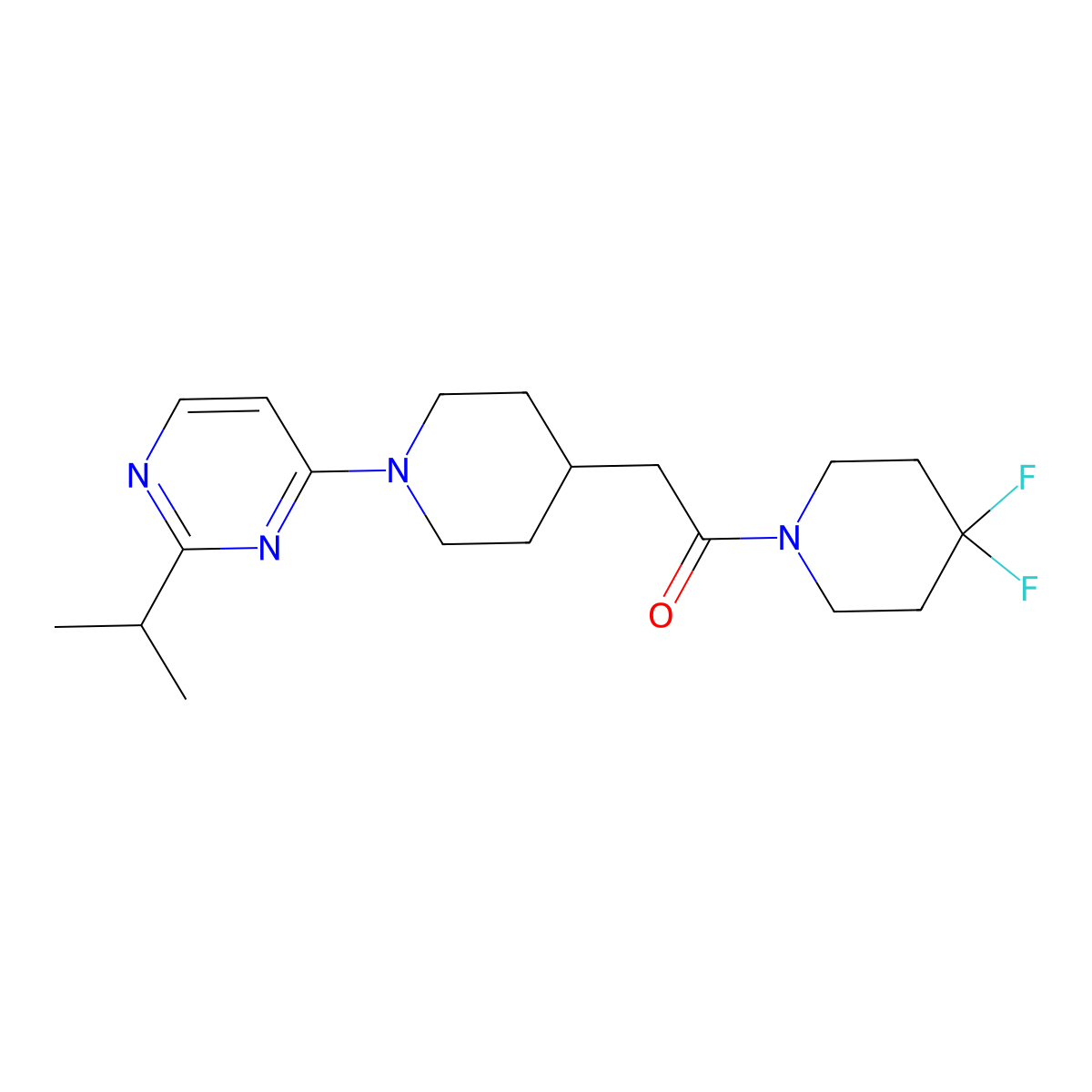 1-(4,4-Difluoropiperidin-1-yl)-2-{1-[2-(propan-2-yl)pyrimidin-4-yl]piperidin-4-yl}ethan-1-one molecular structure, CAS 3054568-70-3
