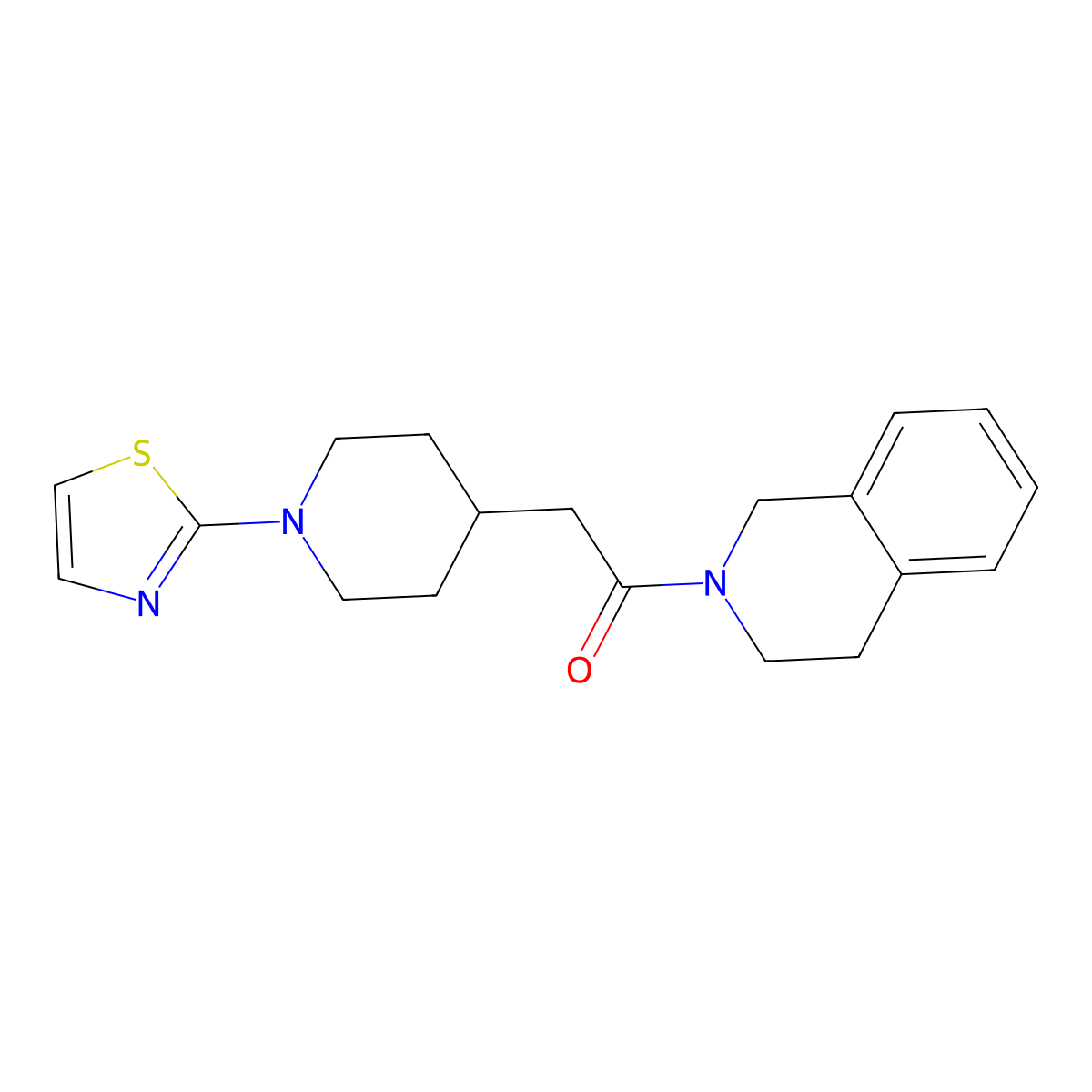 1-(1,2,3,4-Tetrahydroisoquinolin-2-yl)-2-[1-(1,3-thiazol-2-yl)piperidin-4-yl]ethan-1-one molecular structure, CAS 3054568-74-7