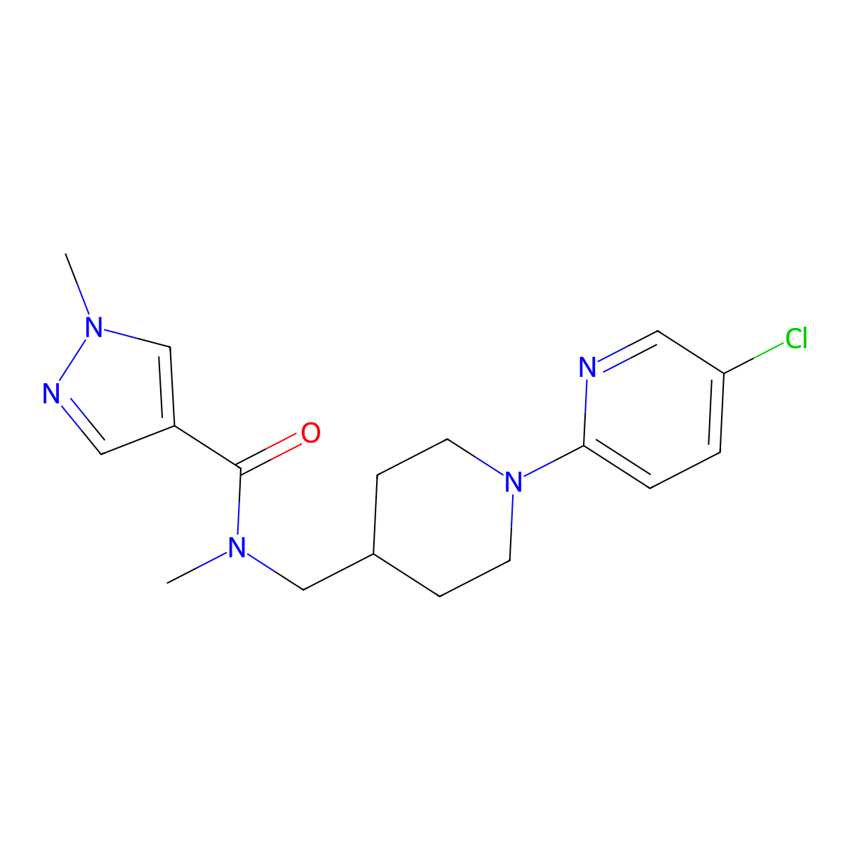 N-{[1-(5-chloropyridin-2-yl)piperidin-4-yl]methyl}-N,1-dimethyl-1H-pyrazole-4-carboxamide molecular structure, CAS 3054568-78-1